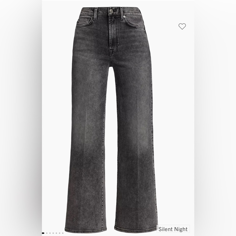 7 For All Mankind High-Rise Wide-Leg Jeans in Silent Night Gray